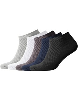 Men’s Bamboo Rayon Low Cut Athletic Socks 5 Pack - Breathable Running Gym Daily, Moisture Wicking Comfort Fit Multicolor