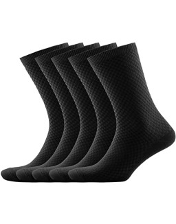 Men's Bamboo Dress Socks for Business & Trouser, Thin & Seamless Crew Socks, 5 Pairs with Gift Box, Shoe Size 8-12
