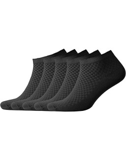 Men’s Bamboo Rayon Low Cut Athletic Socks 5 Pack - Breathable Running Gym Daily, Moisture Wicking Comfort Fit Black