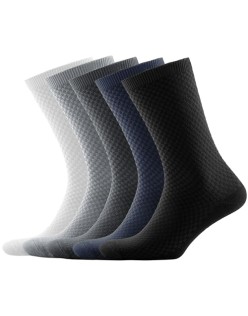 Men's Bamboo Dress Socks for Business & Trouser, Thin & Seamless Crew Socks, 5 Pairs with Gift Box, Shoe Size 8-12