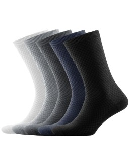 Men's Bamboo Dress Socks for Business & Trouser, Thin & Seamless Crew Socks, 5 Pairs with Gift Box, Shoe Size 8-12