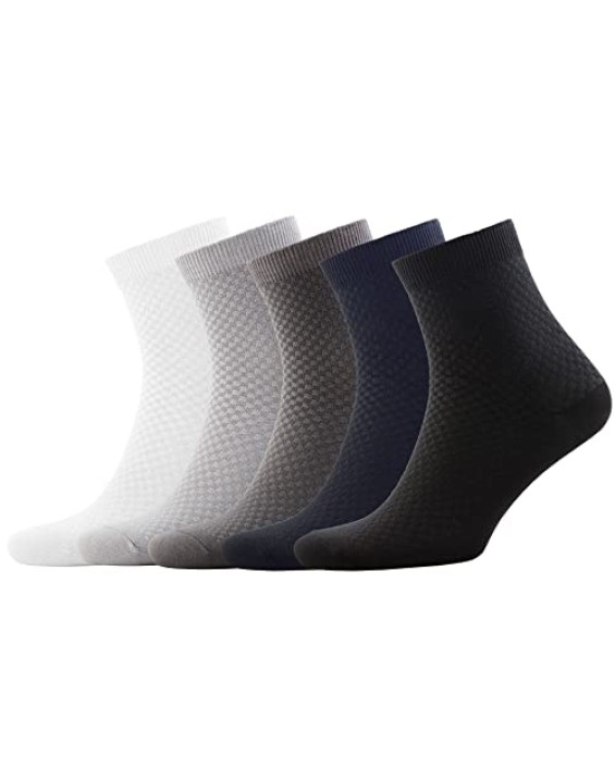 Men’s Bamboo Rayon Breathable Ankle Quarter Dress Socks 5-Pair Gift Box, Premium Quality, Multicolor