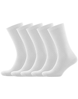 Men's Bamboo Dress Socks for Business & Trouser, Thin & Seamless Crew Socks, 5 Pairs with Gift Box, Shoe Size 8-12