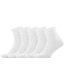 Men’s Bamboo Rayon Breathable Ankle Quarter Dress Socks 5-Pair Gift Box, Premium Quality, White