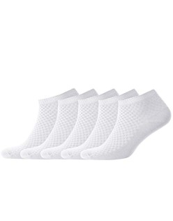 Men’s Bamboo Rayon Low Cut Athletic Socks 5 Pack - Breathable Running Gym Daily, Moisture Wicking Comfort Fit White